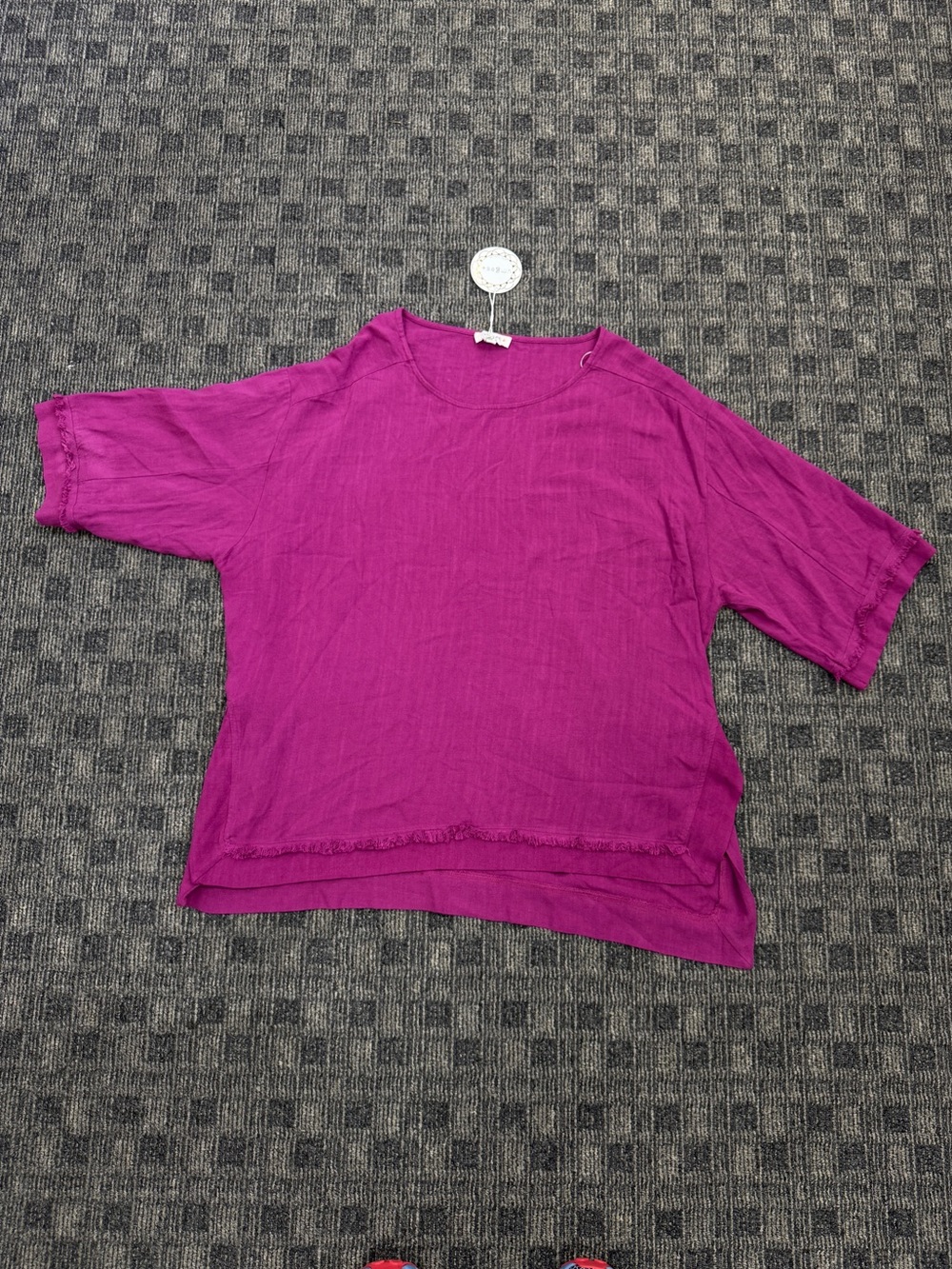 Umgee 2XL Magenta Linen Cotton Frayed High Low Lagenlook Tunic Top NWT